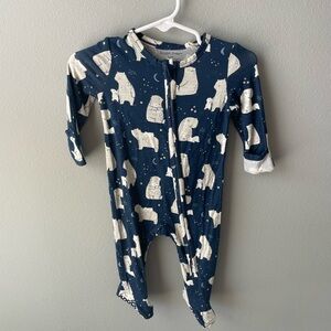 Angel Dear Night Sky Bear Bamboo Zippy Footie with Foldover Mittens NWT